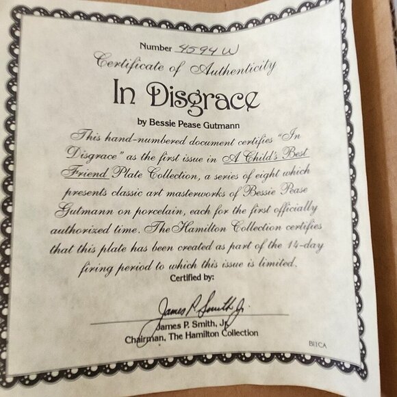 RARE & VINTAGE "In Disgrace" plate from Hamilton Collection - Picture 3 of 4